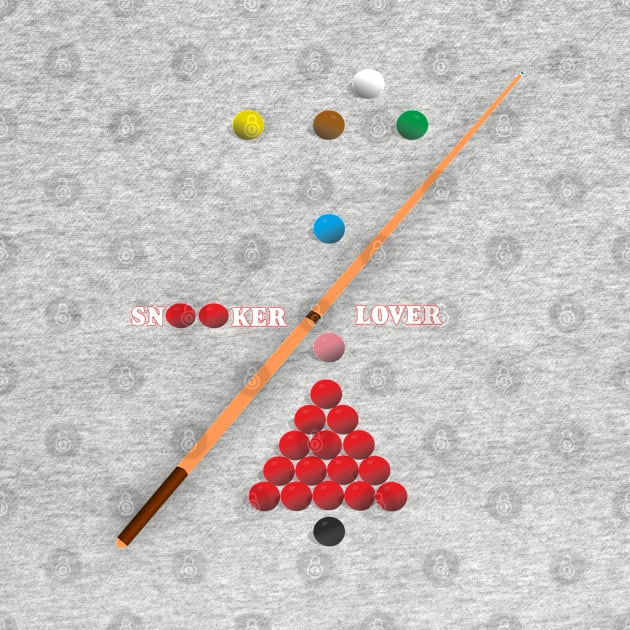 I Love Snooker design showing Snooker Balls arranged as on table by AJ techDesigns